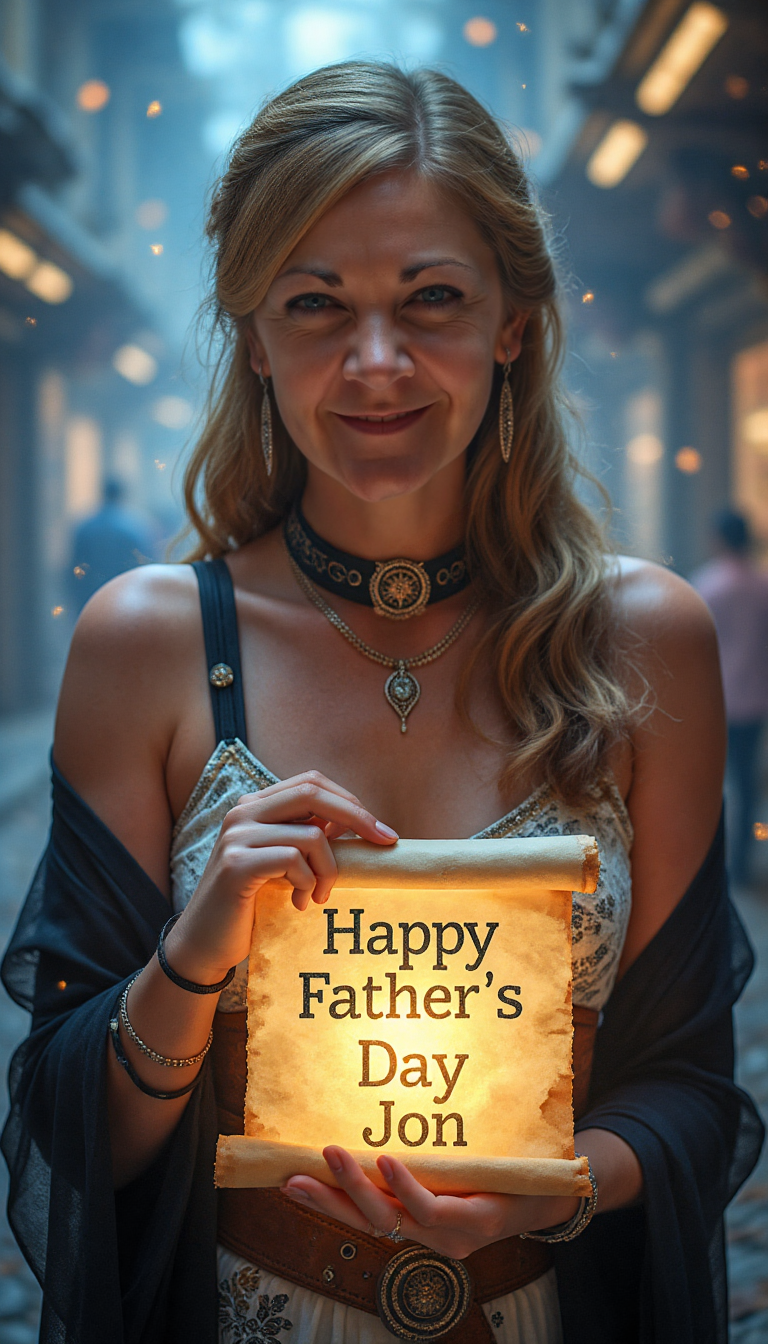 Woman holding custom message